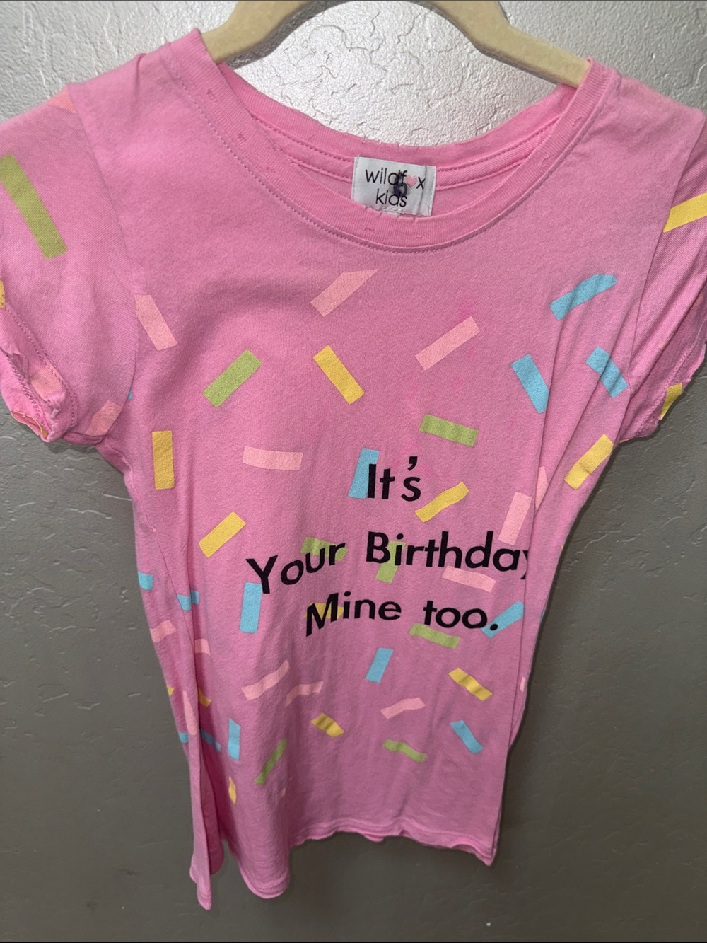Wildfox Kids Pink Confetti 'It's Your Birthday, Mine Too.' Tee